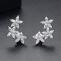 Classic Vintage Full Pave AAA Marquise Zircon Five Petal Flower Stud Earrings For Women view 1