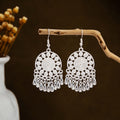 Imitation Miao Silver Ethnic Style Long Leaf Tassel Drop Earrings For Travel Souvenir Jewelry view 3