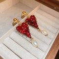 Heart-Shaped Baroque Pearl Gold Plated Silver Needle Alloy Stud Earrings For Women, Vintage Chinese Style view 3