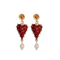 Heart-Shaped Baroque Pearl Gold Plated Silver Needle Alloy Stud Earrings For Women, Vintage Chinese Style view 5