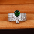 Luxury Light Water Drop Zircon Ring With Full Pave Pear Shape Floral Design For Women view 2