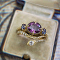 Vintage Bohemian Copper Stack Ring Set With Purple Zirconia Snake Shape Exotic Women's Rings view 2