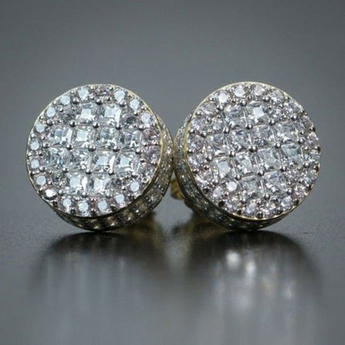 New Hip Hop Copper Round Micro Pave Zircon Stud Earrings Simple Unisex Fashion Ear Jewelry