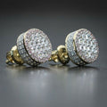 New Hip Hop Copper Round Micro Pave Zircon Stud Earrings Simple Unisex Fashion Ear Jewelry view 2
