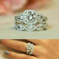 Full Zircon Micro Pave Couple Ring Set, Princess Round Cut Luxury Engagement Jewelry view 1