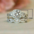 Full Zircon Micro Pave Couple Ring Set, Princess Round Cut Luxury Engagement Jewelry view 5