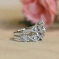 Full Zircon Micro Pave Couple Ring Set, Princess Round Cut Luxury Engagement Jewelry view 3