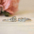 Full Zircon Micro Pave Couple Ring Set, Princess Round Cut Luxury Engagement Jewelry view 4