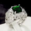 French Style Color Gem Emerald Shape Zircon Women's Ring, Niche Light Luxury Adjustable Jewelry view 2
