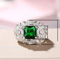 French Style Color Gem Emerald Shape Zircon Women's Ring, Niche Light Luxury Adjustable Jewelry view 5