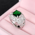 French Style Color Gem Emerald Shape Zircon Women's Ring, Niche Light Luxury Adjustable Jewelry view 4
