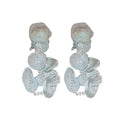 Sweet Floral Organza Flower Artificial Crystal Drop Earrings With Silver Pins view 5