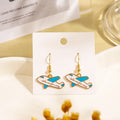 Creative Alloy Enamel Globe And Airplane Travel Theme Drop Dangle Student Fashion Earrings view 3