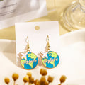 Creative Alloy Enamel Globe And Airplane Travel Theme Drop Dangle Student Fashion Earrings view 2