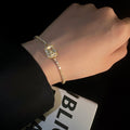 Korean Light Luxury Zircon Square Geometric Bangle Minimalist Fashion Bracelet view 5