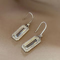 European Vintage Square Zirconia Drop Earrings For Women, Elegant Niche Designer Ear Jewelry view 1