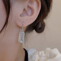 European Vintage Square Zirconia Drop Earrings For Women, Elegant Niche Designer Ear Jewelry view 3