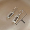 European Vintage Square Zirconia Drop Earrings For Women, Elegant Niche Designer Ear Jewelry view 5