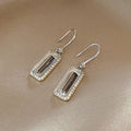 European Vintage Square Zirconia Drop Earrings For Women, Elegant Niche Designer Ear Jewelry view 4