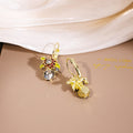 Elegant Daisy Sunflower Enamel Rhinestone Crystal Drop Hook S925 Needle Forest Style Women's Earrings view 2