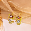 Elegant Daisy Sunflower Enamel Rhinestone Crystal Drop Hook S925 Needle Forest Style Women's Earrings view 4