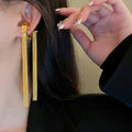 Metal Tassel Geometric Clip-on Earrings Minimalist Statement Ear Cuff Jewelry view 3