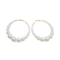 Oversized Pearl Hoop Earrings With Silver Pins French Chic Geometric Statement Design view 5