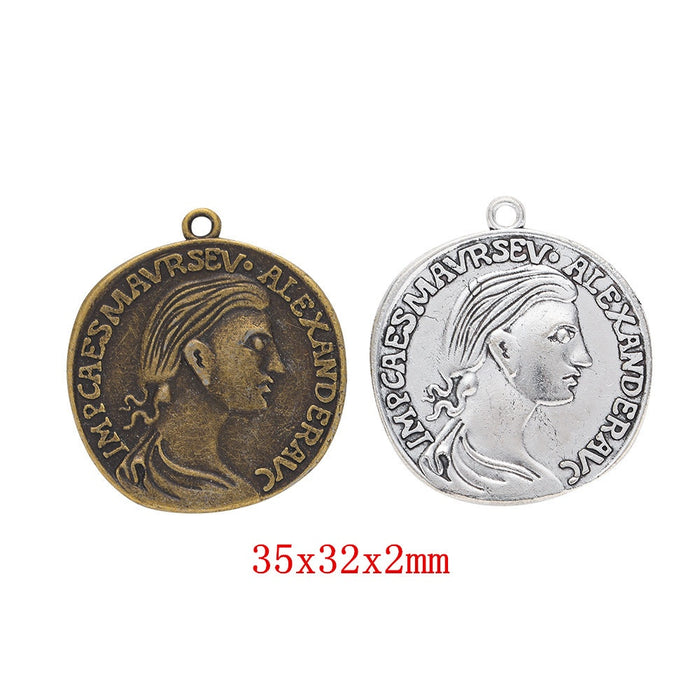 Zinc Alloy Roman Coin Charm Pendant for DIY Necklace Bracelet Jewelry Making