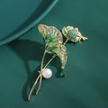 Copper Enamel Lotus Dragonfly Brooch Pin With Micro Pave Zircon view 3