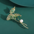 Copper Enamel Lotus Dragonfly Brooch Pin With Micro Pave Zircon view 2