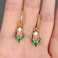 Minimalist Contrast Color Flower Ear Cuff Retro Tulip Epoxy Drop Earrings For Women Gift view 3
