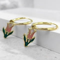 Minimalist Contrast Color Flower Ear Cuff Retro Tulip Epoxy Drop Earrings For Women Gift view 1