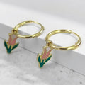 Minimalist Contrast Color Flower Ear Cuff Retro Tulip Epoxy Drop Earrings For Women Gift view 4