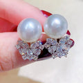 Sparkling Baroque Faux Pearl Zircon Stud Earrings Elegant Versatile Commuter Ear Jewelry view 1