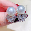 Sparkling Baroque Faux Pearl Zircon Stud Earrings Elegant Versatile Commuter Ear Jewelry view 5