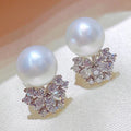Sparkling Baroque Faux Pearl Zircon Stud Earrings Elegant Versatile Commuter Ear Jewelry view 4