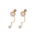 18K Gold Plated Pearl Tassel Drop Earrings With Sterling Silver Posts, Convertible Two Way Chic Geometric Jewelry For Wo view 5