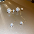 18K Gold Plated Pearl Tassel Drop Earrings With Sterling Silver Posts, Convertible Two Way Chic Geometric Jewelry For Wo view 2