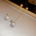 18K Gold Plated Pearl Tassel Drop Earrings With Sterling Silver Posts, Convertible Two Way Chic Geometric Jewelry For Wo view 4