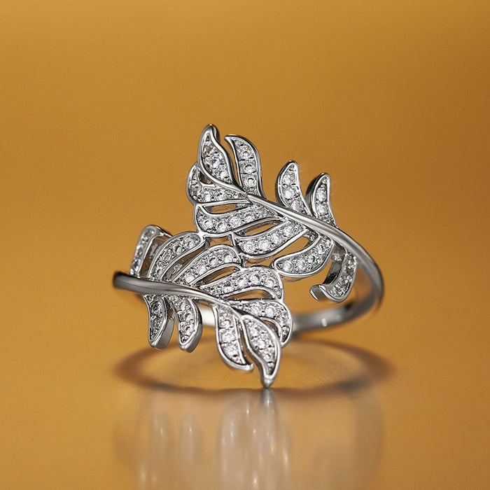 European American Plant Flower Series Leaf Index Finger Ring, Natural Fashion Women's Jewelry