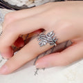 European American Plant Flower Series Leaf Index Finger Ring, Natural Fashion Women's Jewelry view 4