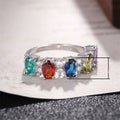 Simple Geometric Colorful Zircon Ring, European American Fashion Rainbow Stack Band view 5