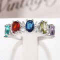 Simple Geometric Colorful Zircon Ring, European American Fashion Rainbow Stack Band view 3