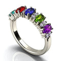 Simple Geometric Colorful Zircon Ring, European American Fashion Rainbow Stack Band view 6
