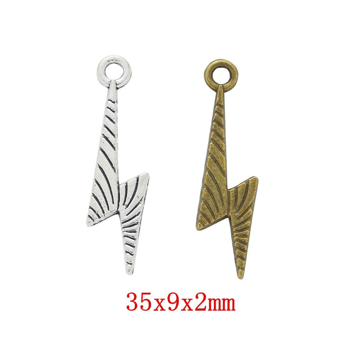 Zinc Alloy Lightning Bolt Charm Pendant for DIY Necklace Bracelet Jewelry Making