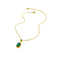 Elegant Vintage Emerald Green Square Crystal Zircon Halo Gold Alloy Drop Stud Jewelry Set Earrings view 5