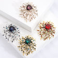 Vintage Crystal Glass Flower Brooch Pin For High-End Apparel view 1
