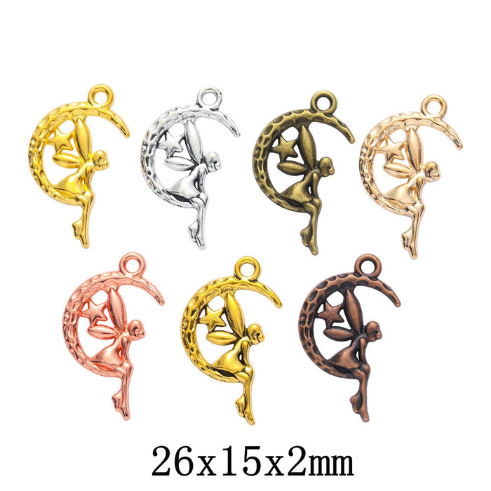 Zinc Alloy Moon Angel Charm Pendant for DIY Necklace Bracelet Jewelry Making