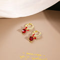 Elegant Red Crystal Rabbit Hoop With Rhinestone Pave Alloy Bunny Charm Cute Luxury Women's Earrings view 3