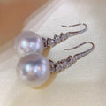 Baroque Style Pearl Dangle Earrings With Zircon, Gentle Retro Elegant Women's Party Accessory view 3